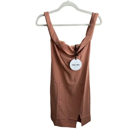Line & Dot Lopez Off Shoulder Mini Dress in Apricot - Picture 2 of 5